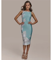 Donna Karan Boat Neck Sleeveless Floral Sheath Dress