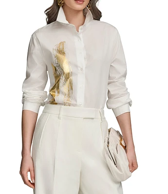 Donna Karan Brushstroke Long Sleeve Collared Tunic
