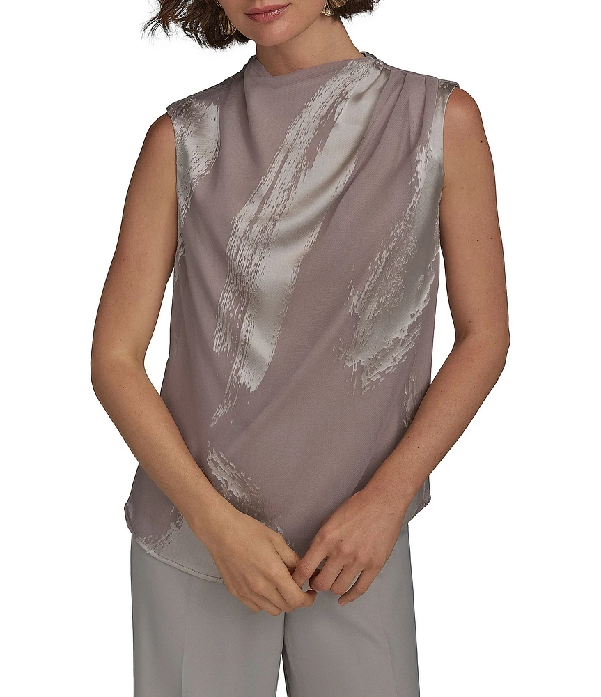 Donna Karan Burnout Gathered Shoulder Sleeveless top