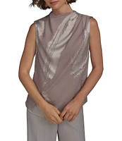 Donna Karan Burnout Gathered Shoulder Sleeveless top
