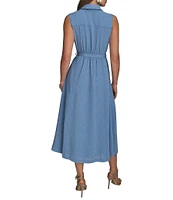 Donna Karan Button Front A-Line Midi Dress