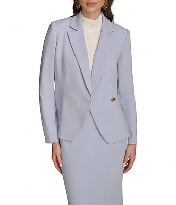 Donna Karan Cady Crepe Notch Lapel Long Sleeve Side Button Peplum Blazer