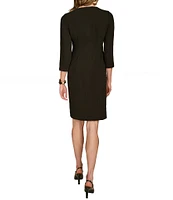 Donna Karan Cady Crepe V-Neck 3/4 Sleeve Jacket Dress