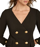 Donna Karan Cady Crepe V-Neck 3/4 Sleeve Jacket Dress