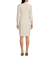 Donna Karan Cady Crepe V-Neck 3/4 Sleeve Jacket Dress