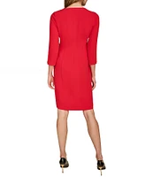 Donna Karan Cady Crepe V-Neck 3/4 Sleeve Jacket Dress