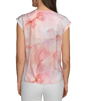 Donna Karan Cap Sleeve Gold Hardware Keyhole Blouse
