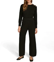 Donna Karan Cashmere Blend High Rise Wide Leg Knit Pant