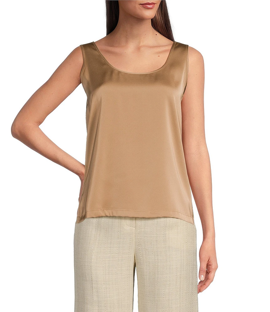 Donna Karan Charmeuse Scoop Neck Sleeveless Layering Fitted Cami