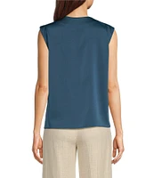 Donna Karan Charmeuse Sleeveless Draped Neck Blouse