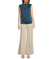 Donna Karan Charmeuse Sleeveless Draped Neck Blouse