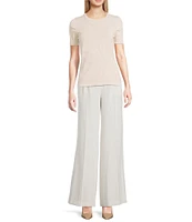 Donna Karan Clear Sequin Embellished Short Sleeve Top