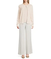Donna Karan Clear Sequin Floral Cardigan
