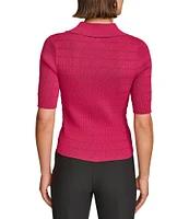 Donna Karan Collared Neckline 3/4 Sleeve Top