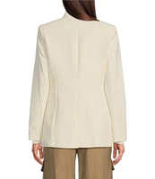 Donna Karan Collarless 4-Button Sleeve Blazer