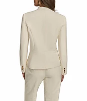 Donna Karan Collarless Gold Bar Hardware Snap Front Jacket