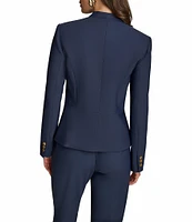 Donna Karan Collarless Gold Bar Hardware Snap Front Jacket