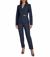Donna Karan Collarless Gold Bar Hardware Snap Front Jacket