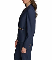 Donna Karan Collarless Gold Bar Hardware Snap Front Jacket