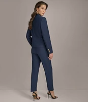 Donna Karan Collarless Gold Bar Hardware Snap Front Jacket