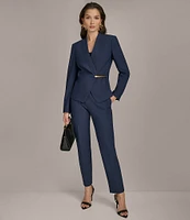 Donna Karan Collarless Gold Bar Hardware Snap Front Jacket