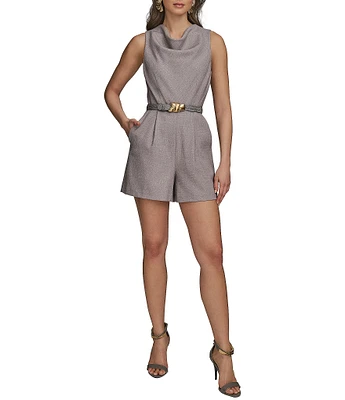 Donna Karan Cowl Neck Belted Romper