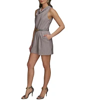 Donna Karan Cowl Neck Belted Romper