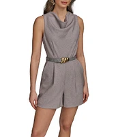 Donna Karan Cowl Neck Belted Romper