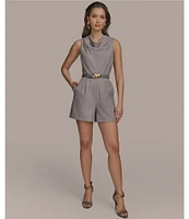 Donna Karan Cowl Neck Belted Romper