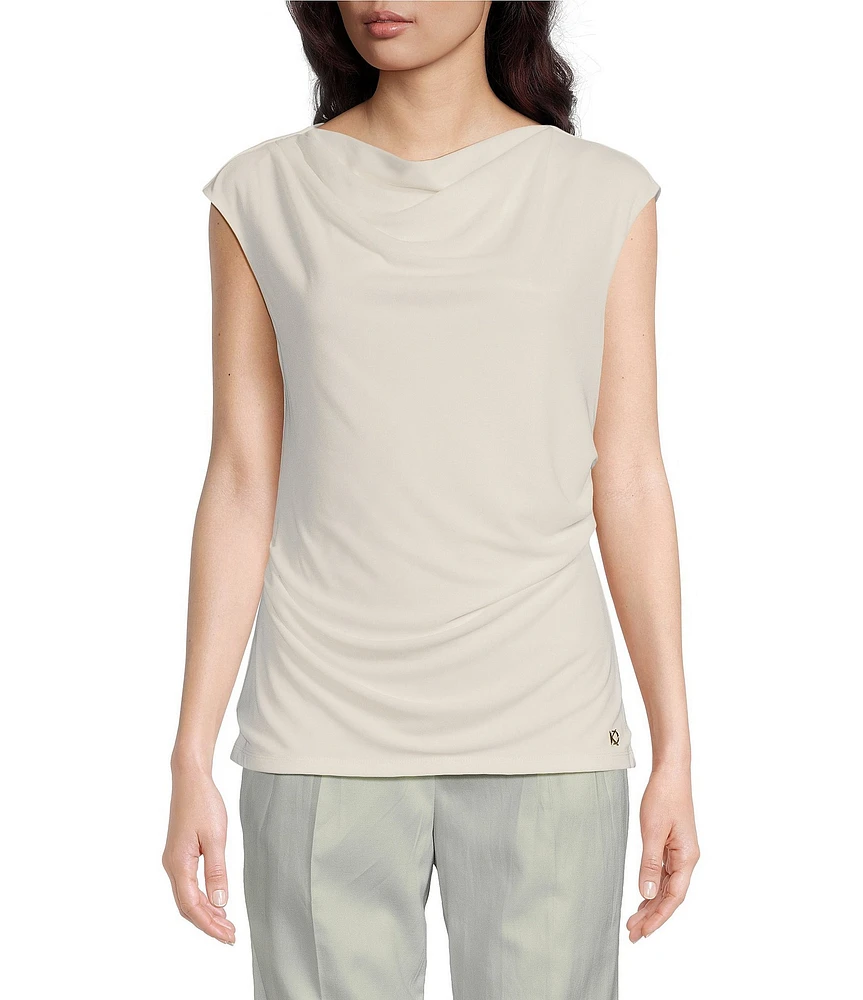 Donna Karan Cowl Neckline Cap Sleeve Blouse