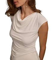 Donna Karan Cowl Neckline Cap Sleeve Blouse