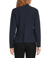 Donna Karan Crepe Yarn Notch Lapel Long Sleeve One-Button Jacket