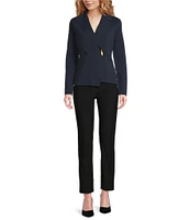 Donna Karan Crepe Yarn Notch Lapel Long Sleeve One-Button Jacket