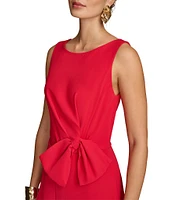 Donna Karan Crew Neck Sleeveless Bow Detail Tie Waist Wide Leg Jumpsuit