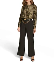 Donna Karan Crop Wide Leg Chain Belt Pant