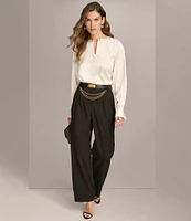 Donna Karan Crop Wide Leg Chain Belt Pant