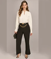 Donna Karan Crop Wide Leg Chain Belt Pant