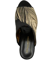 Donna Karan Donna Mule Embroidered Peacock Suede Dress Slides