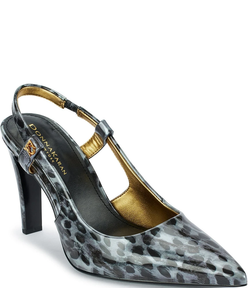 Donna Karan Donna Slingback Ocelot Animal Print Patent Pumps