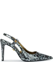 Donna Karan Donna Slingback Ocelot Animal Print Patent Pumps