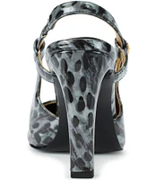 Donna Karan Donna Slingback Ocelot Animal Print Patent Pumps