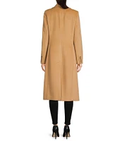 Donna Karan Double Breasted Peak Lapel Long Wool Coat