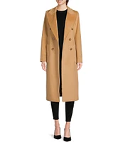 Donna Karan Double Breasted Peak Lapel Long Wool Coat