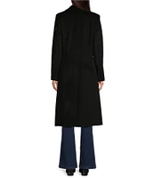 Donna Karan Double Breasted Peak Lapel Long Wool Coat