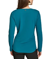 Donna Karan Draped Cowl Neck Long Sleeve Knit Top