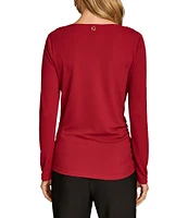 Donna Karan Draped Cowl Neck Long Sleeve Top