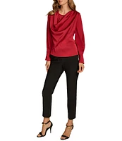 Donna Karan Draped Cowl Neck Long Sleeve Top