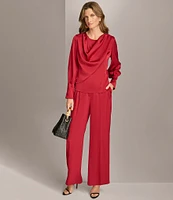 Donna Karan Draped Cowl Neck Long Sleeve Top