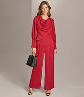 Donna Karan Draped Cowl Neck Long Sleeve Top