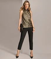 Donna Karan Essential Pleated Slim Mid Rise Pants